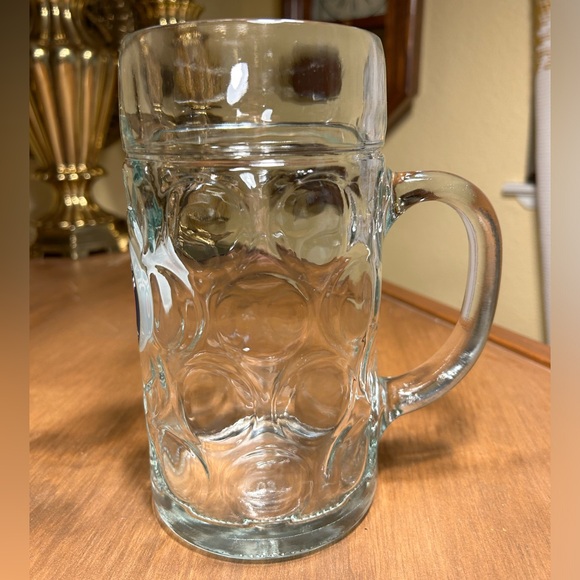 Paulaner Munchen Dimpled Clear Glass Beer Stein German Mug Large 1 Liter 32 Oz - Picture 2 of 9
